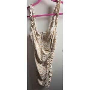 Windsor Floral Ruched Bodycon Dress Size Small Ribbed Mini Adjustable Side